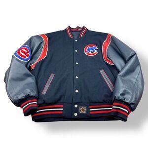JH Design Chicago Cubs Varsity Jacket Mens Large Wool Leather MLB Baseball